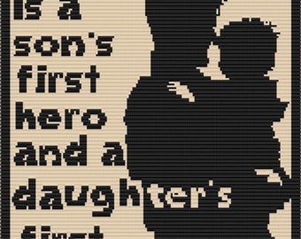 Mosaic Overlay Crochet Pattern: Father's Hero Quote (49" x 61")