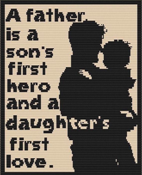 Mosaic Overlay Crochet Pattern: Father's Hero Quote (49" x 61")