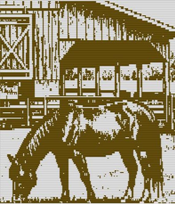 Horse Barn Throw Blanket • Mosaic Overlay Crochet Pattern • Farmhouse Decor Gift • Easy PDF Chart