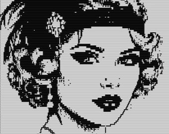 Flapper Girl, mosaic overlay crochet throw blanket pattern, digital download