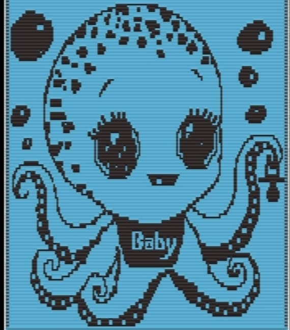 Baby Octopus Mosaic Overlay Crochet Pattern (43"x50")