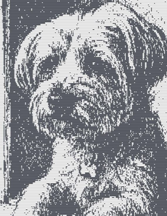 Waiting Pup mosaic overlay throw blanket pattern