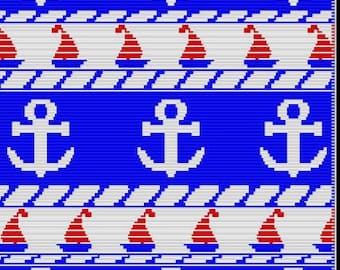 Nautical, Mosaic Overlay Throw Blanket
