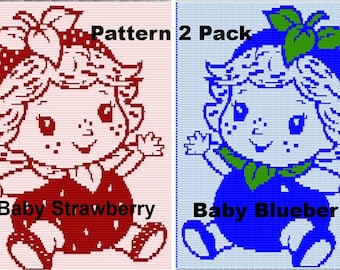 Baby Berry Baby Blanket Patterns, Mosaic Overlay, 2 Pack Bundle