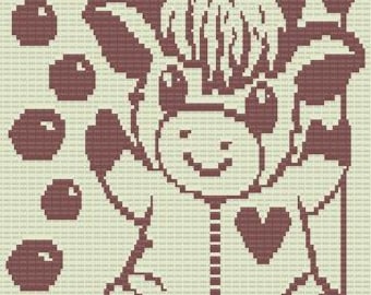 Highland Cow, baby blanket, mosaic overlay pattern,