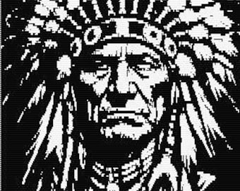 Native American Chief. Mosaic Overlay Pattern.