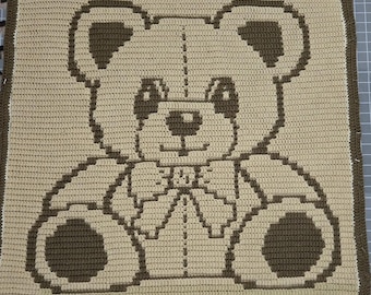 Just Another Teddy, mosaic overlay crochet baby blanket