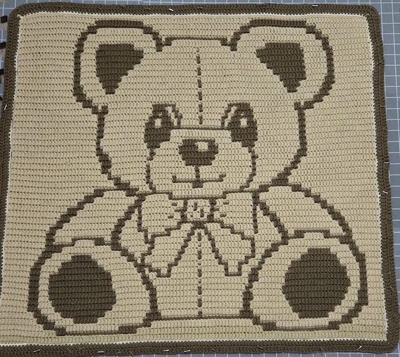 Just Another Teddy, mosaic overlay crochet baby blanket