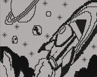 Spaceship, mosaic overlay, crochet pattern, large baby blanket/toddler throw