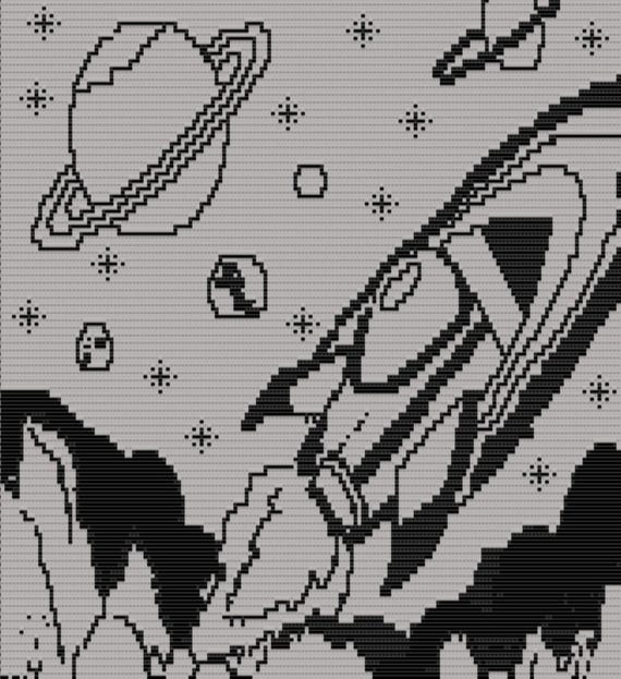 Spaceship, mosaic overlay, crochet pattern, large baby blanket/toddler throw