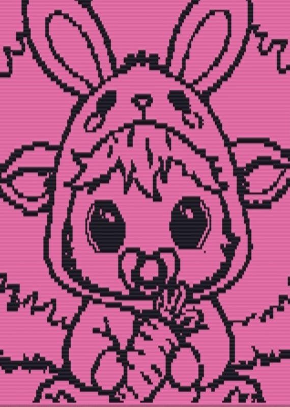 Mosaic Overlay Crochet Pattern: Easter Calf with Bunny Ears, Digital Download