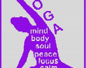 Yoga Silhouette • Mosaic Overlay Crochet Blanket Pattern • Mindful Decor Gift • Easy PDF Chart