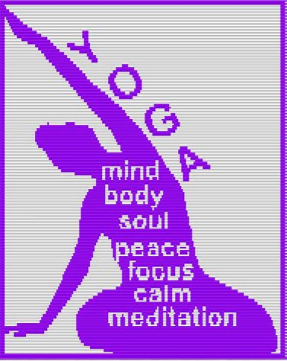 Yoga Silhouette • Mosaic Overlay Crochet Blanket Pattern • Mindful Decor Gift • Easy PDF Chart