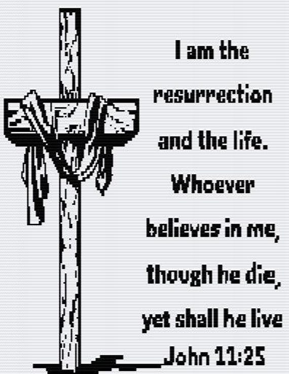 John 11:25 mosaic overlay throw blanket pattern