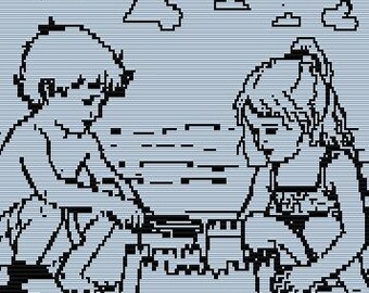 Mosaic Overlay Crochet Baby Blanket Pattern: Sandcastle Beach Scene (Digital Download)