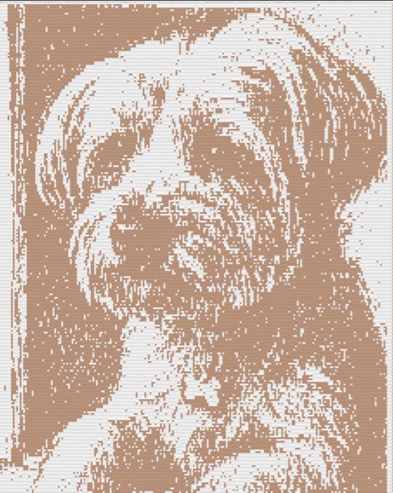 Waiting Pup mosaic overlay throw blanket pattern