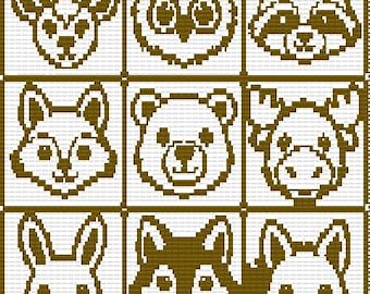 Forest Critters Mosaic Crochet Baby Blanket Pattern (Digital Download)