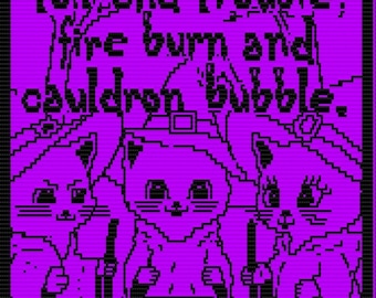 Mosaic Crochet Pattern, Witch Cats, Cauldron, Halloween Theme (PDF Pattern)