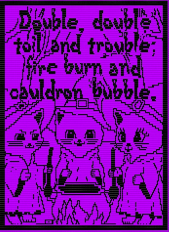 Mosaic Crochet Pattern, Witch Cats, Cauldron, Halloween Theme (PDF Pattern)