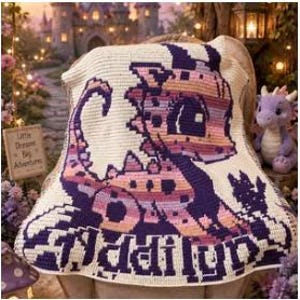 Tiny Terror Baby Dragon Crochet Blanket Pattern • Mosaic Overlay Chart (PDF)