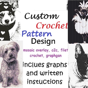 Custom Crochet Pattern Design, Mosaic Overlay, C2C, Filet, Graphgan