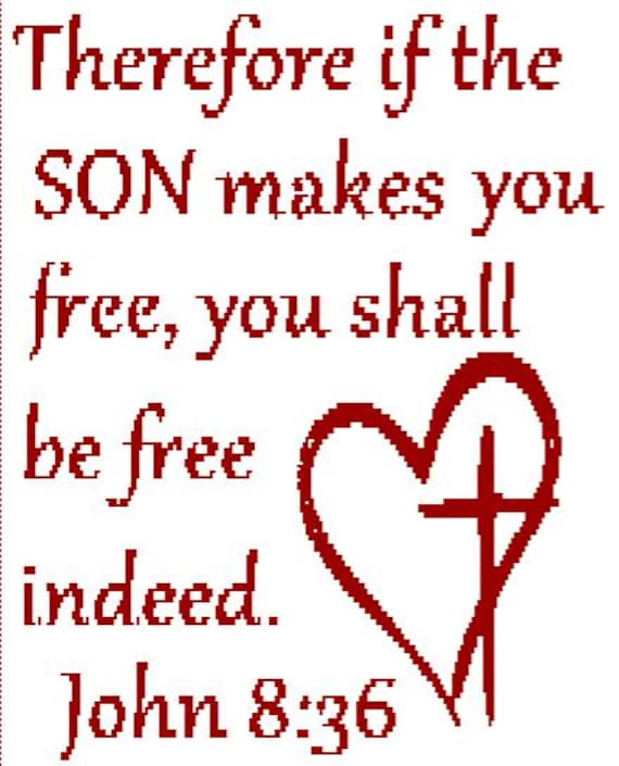 John 8:36 Scripture Blanket • Mosaic Overlay Crochet Pattern • Christian Throw & Baby Blanket • Easy PDF Chart