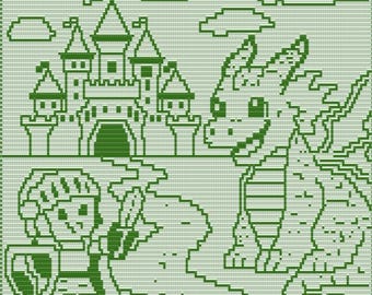 Medieva Fairytale Baby Blanket Crochet Pattern • Enchanted Castle & Dragon Design • Heirloom Nursery Gift • Mosaic Crochet Chart