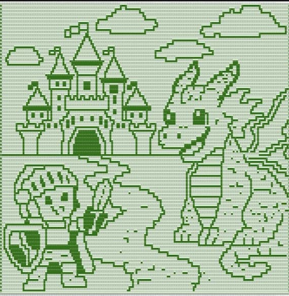 Medieva Fairytale Baby Blanket Crochet Pattern • Enchanted Castle & Dragon Design • Heirloom Nursery Gift • Mosaic Crochet Chart
