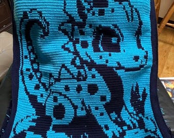 Tiny Terror Baby Dragon Baby Blanket ( Mosaic Overlay Pattern)