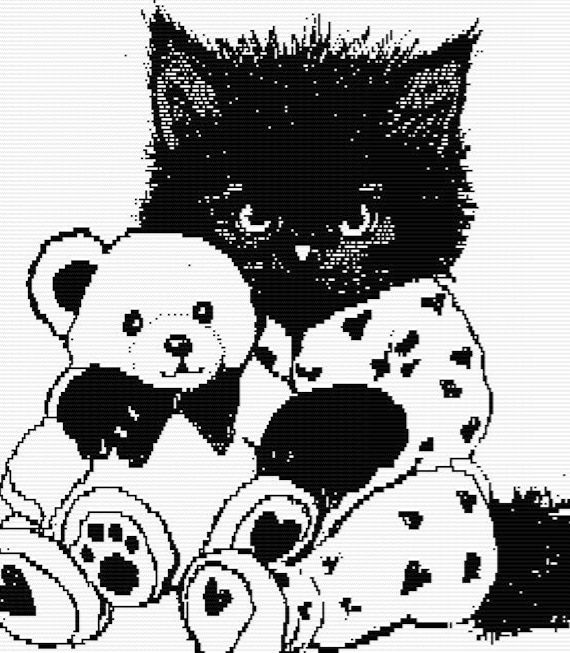 Bedtime Kitten Mosaic Overlay Pattern