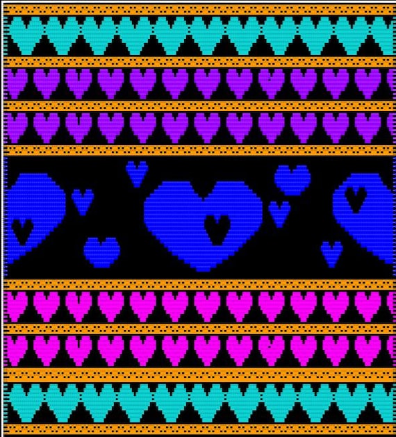Hearts • Mosaic Overlay Crochet Blanket Pattern • Love & Valentine Gift • Easy PDF Chart