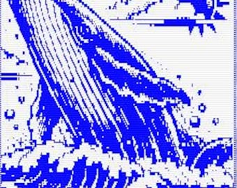 Mosaic Crochet Whale Blanket Pattern, Overlay Crochet Throw PDF, Ocean Themed Afghan Pattern, Intermediate 2 Color Crochet Design