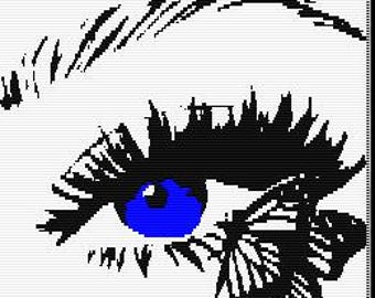 Eye See Butterflies, Mosaic Overlay Pattern, Graphic Crochet Wall Art,
