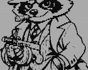 Al Racoon, Mosaic Overlay pattern, Throw Blanket
