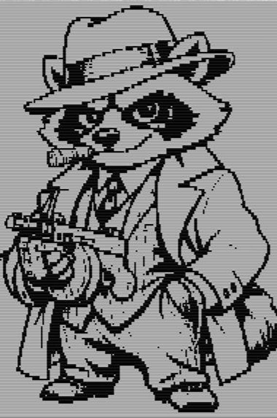 Al Racoon, Mosaic Overlay pattern, Throw Blanket