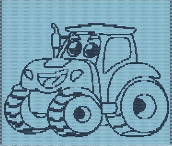 Tractor (Toddler Throw) Mosaic Overlay Pattern