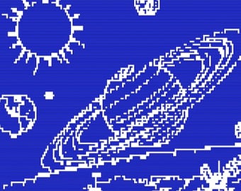 Solar System in Chalk, mosaic overlay, crochet pattern, toddler throw