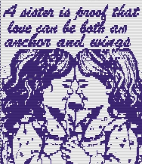 Sisters Mosaic Overlay Crochet Pattern: Love Anchor Wings Quote (52"x62")