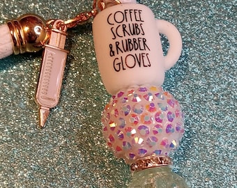 Healthcare Hero Pen, Glitter Beads, Charm, Black Ink