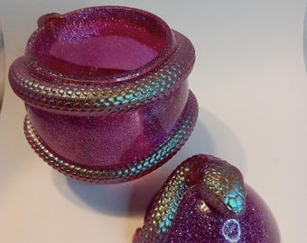 Iridescent Snake Egg Jar, Resin Reptile Decor