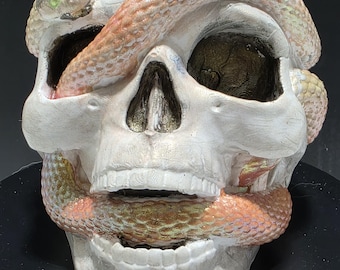 Gothic Skull and Snake Figurine – Eco-Friendly Resin Sculpture – Dark Academia Decor