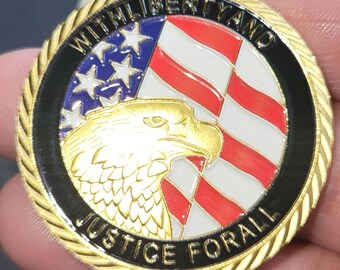 911 Tribute Challenge Coin, United we stand Eagle and Flag.
