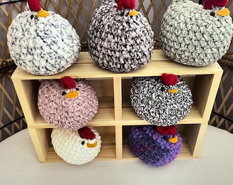 Peluche de pollo de crochet, decoración de granja hecha a mano, apoyo emocional
