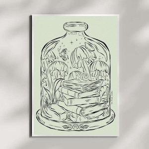 Book Terrarium Art Print: Bookish Library Decor (Digital Download)