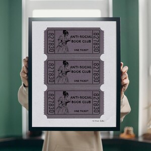 Anti Social Book Club, Digital Download, Bookish Print, Printable Wall Art, Library Decor, Bookish Wall Art