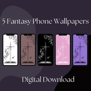 Fantasy Phone Wallpaper, Digital Download, Bookish Wallpaper, Dark Aesthetic, Book Lover, iPhone Wallpaper, Bookish Art