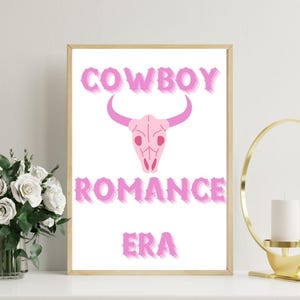 Cowboy Romance Print: Pink Bull Skull Library Decor (Digital Download)