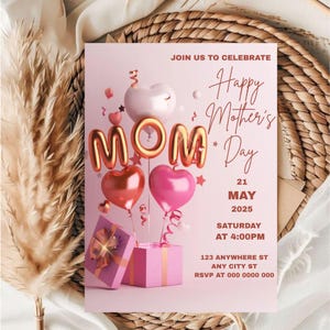 Muttertag Einladung Vorlage / Happy Mothers Day Einladung Vorlage / Muttertag Brunch Einladung Vorlage / Bearbeitbare Einladung