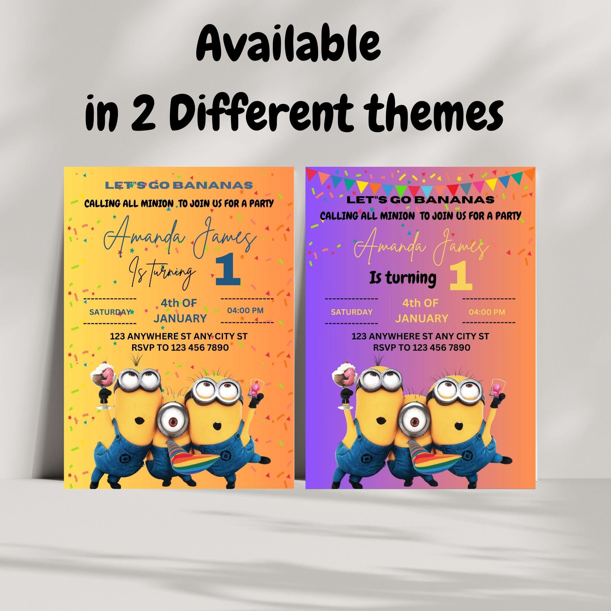 Minions Invitation Template for Kids Birthday Party / Kids Minion ...