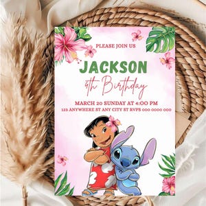 Editable Stitch Birthday Invitation Template / Editable Stitch Birthday Invitation For Kids Birthday Party / Editable Birthday Invite